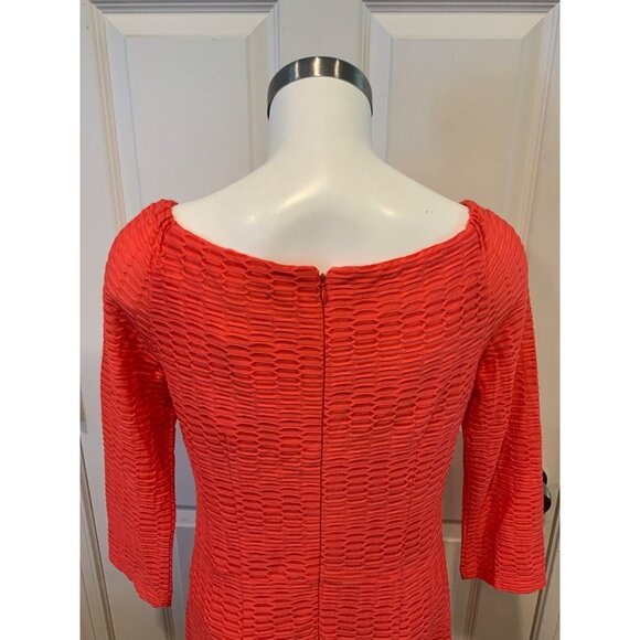 Nanette Lepore Red Textured Shift w/ 3/4 Sleeves, Size 8 - Picture 7 of 9